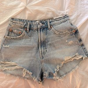 These are light blue Jean shorts, size 2 from zara